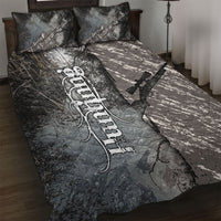 Hunting Rifle Quilt Bed Set Grunge Wilderness Marsh Scene with Rustic Outdoor
