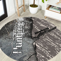 Hunting Rifle Round Carpet Grunge Wilderness Marsh Scene with Rustic Outdoor