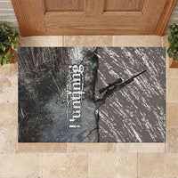 Hunting Rifle Rubber Doormat Grunge Wilderness Marsh Scene with Rustic Outdoor