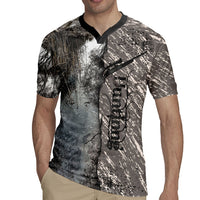Hunting Rifle Rugby Jersey Grunge Wilderness Marsh Scene with Rustic Outdoor