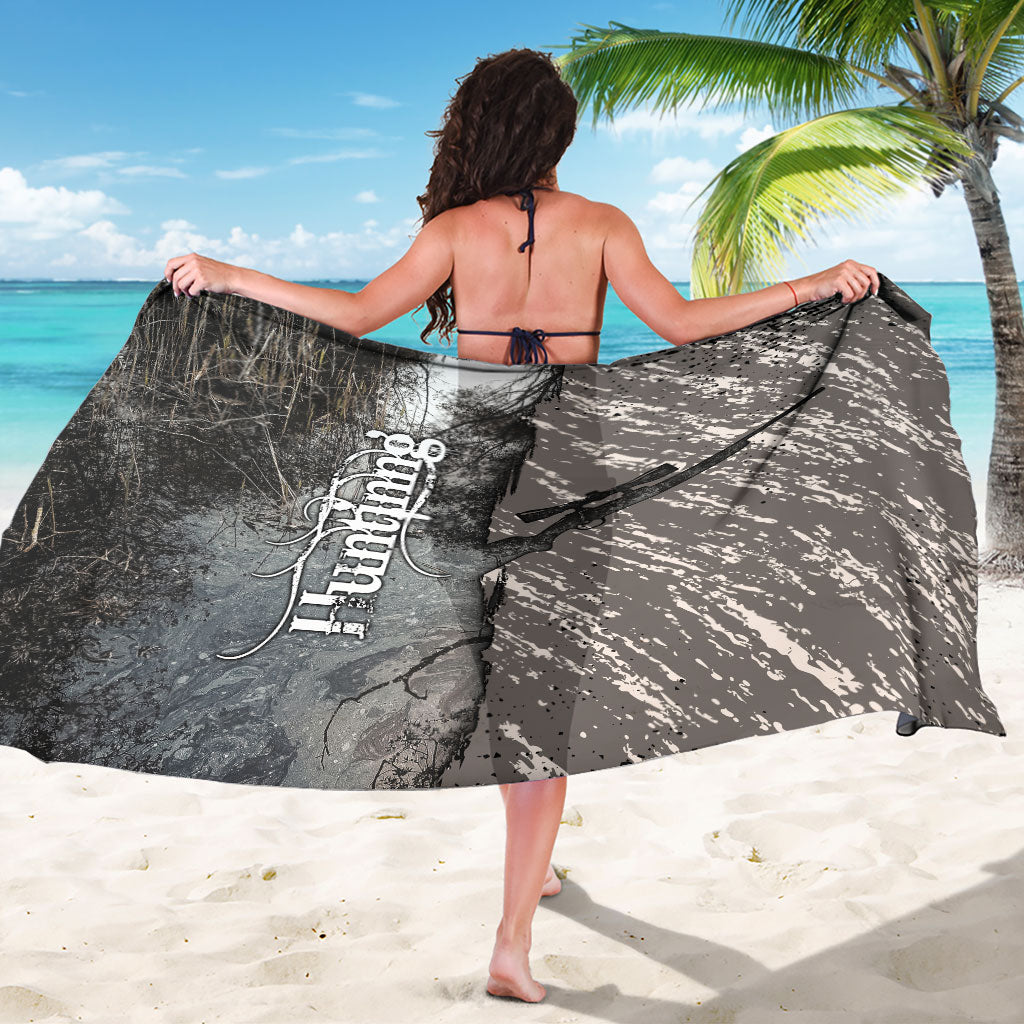 Hunting Rifle Sarong Grunge Wilderness Marsh Scene with Rustic Outdoor