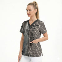 Hunting Rifle Scrub Top Grunge Wilderness Marsh Scene with Rustic Outdoor