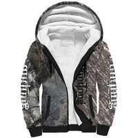 Hunting Rifle Sherpa Hoodie Grunge Wilderness Marsh Scene with Rustic Outdoor