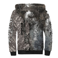 Hunting Rifle Sherpa Hoodie Grunge Wilderness Marsh Scene with Rustic Outdoor