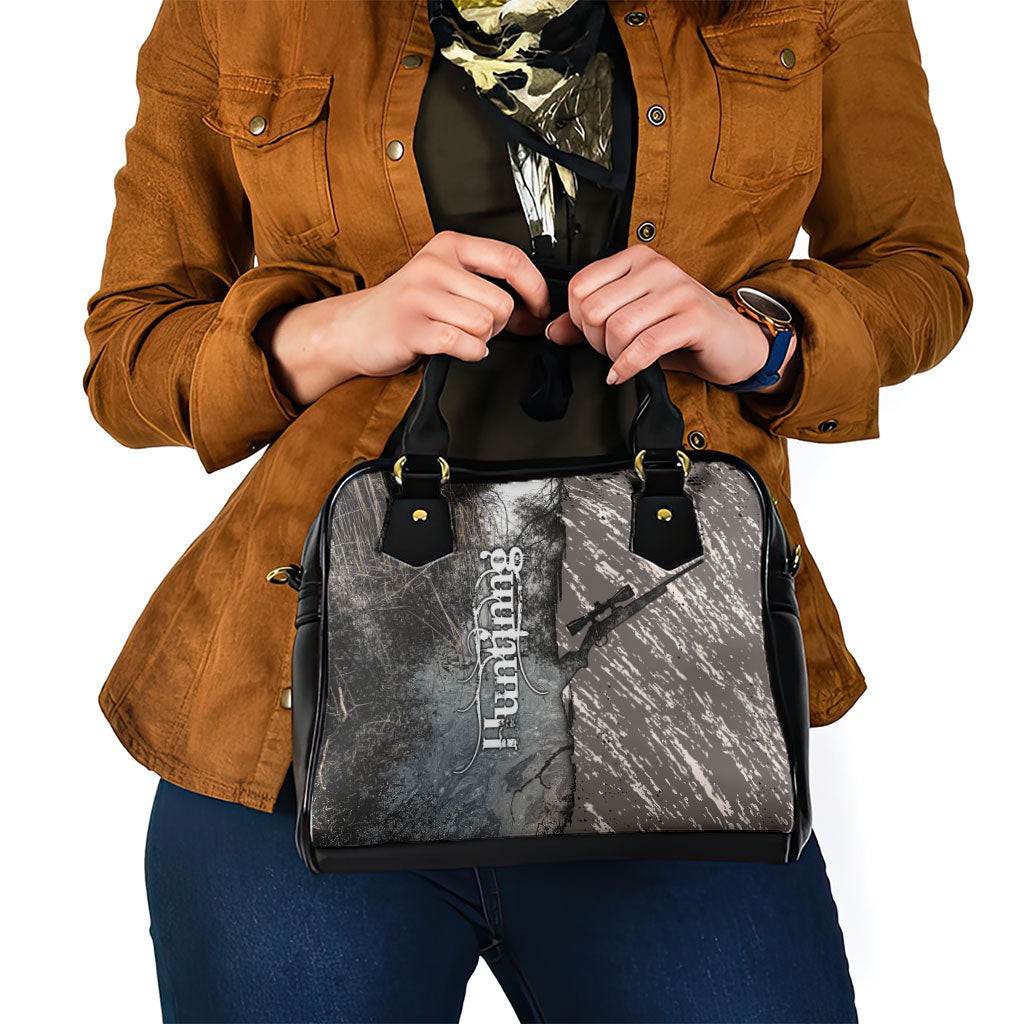 Hunting Rifle Shoulder Handbag Grunge Wilderness Marsh Scene with Rustic Outdoor