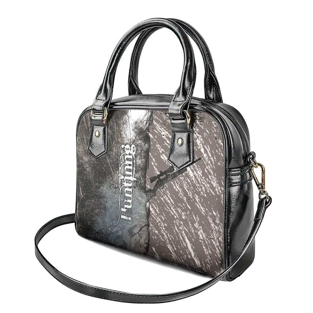 Hunting Rifle Shoulder Handbag Grunge Wilderness Marsh Scene with Rustic Outdoor