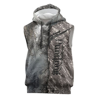 Hunting Rifle Sleeveless Hoodie Grunge Wilderness Marsh Scene with Rustic Outdoor