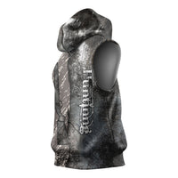 Hunting Rifle Sleeveless Hoodie Grunge Wilderness Marsh Scene with Rustic Outdoor