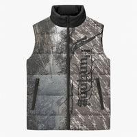 Hunting Rifle Sleeveless Puffer Jacket Grunge Wilderness Marsh Scene with Rustic Outdoor