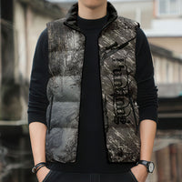 Hunting Rifle Sleeveless Puffer Jacket Grunge Wilderness Marsh Scene with Rustic Outdoor