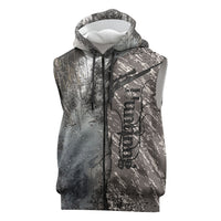 Hunting Rifle Sleeveless Zip Hoodie Grunge Wilderness Marsh Scene with Rustic Outdoor