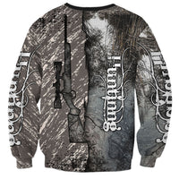 Hunting Rifle Sweatshirt Grunge Wilderness Marsh Scene with Rustic Outdoor