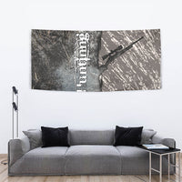 Hunting Rifle Tapestry Grunge Wilderness Marsh Scene with Rustic Outdoor