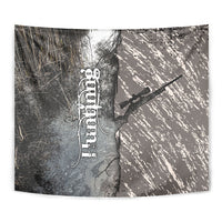 Hunting Rifle Tapestry Grunge Wilderness Marsh Scene with Rustic Outdoor