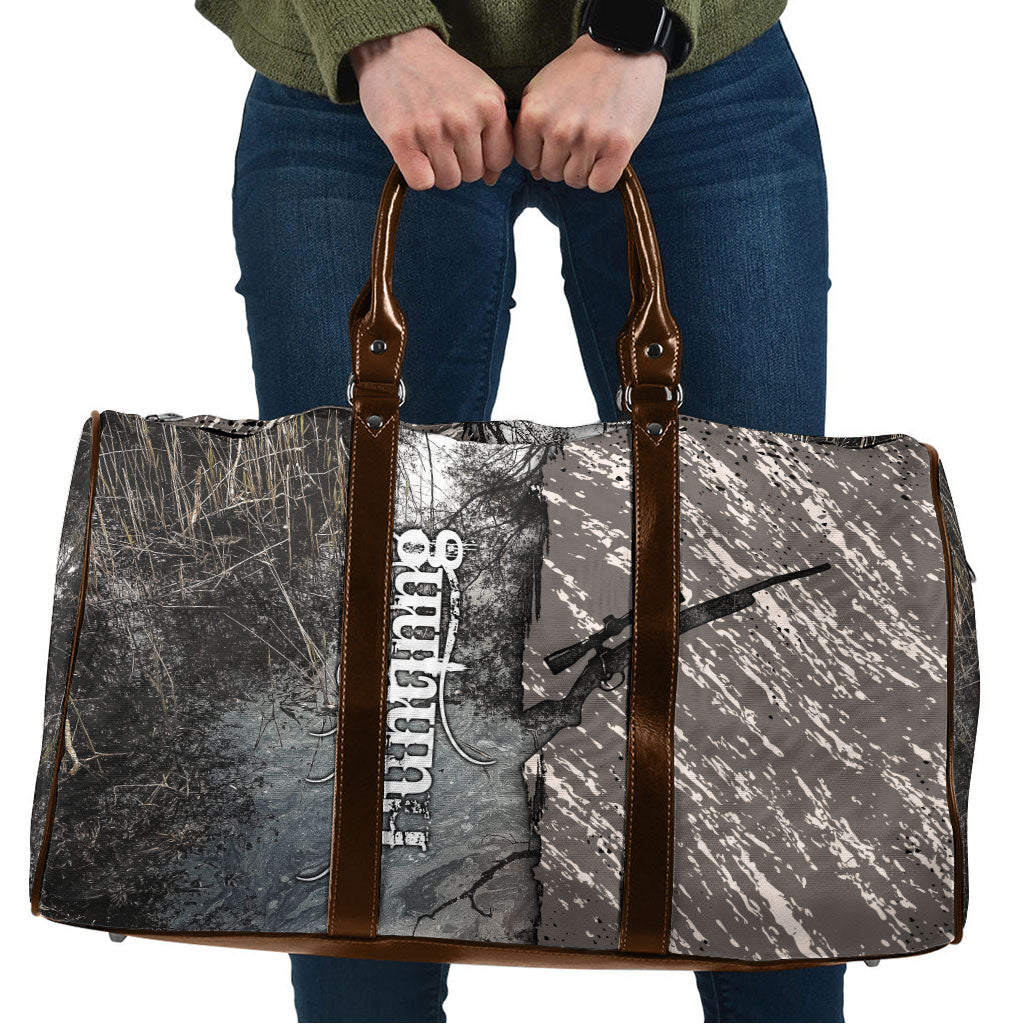 Hunting Rifle Travel Bag Grunge Wilderness Marsh Scene with Rustic Outdoor