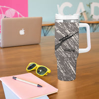 Hunting Rifle Tumbler With Handle Grunge Wilderness Marsh Scene with Rustic Outdoor