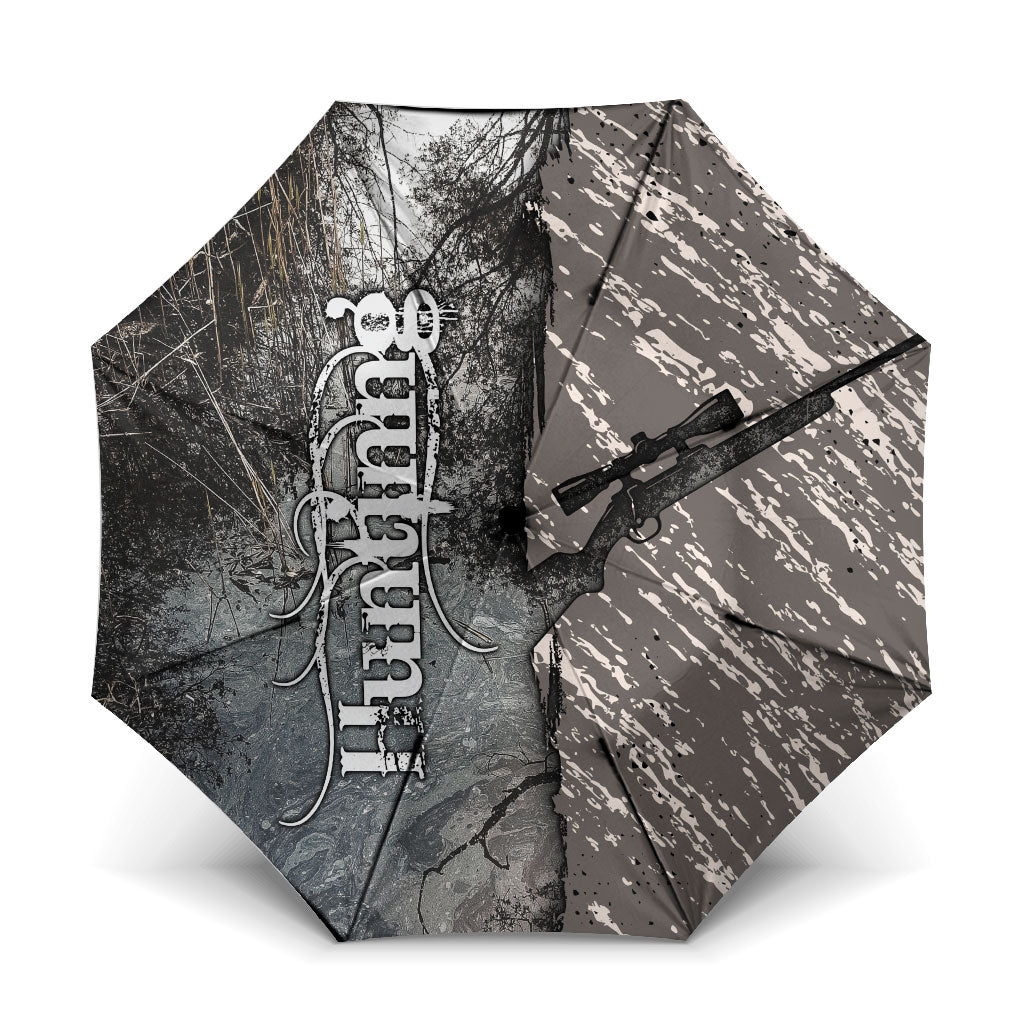 Hunting Rifle Umbrella Grunge Wilderness Marsh Scene with Rustic Outdoor