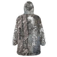 Hunting Rifle Wearable Blanket Hoodie Grunge Wilderness Marsh Scene with Rustic Outdoor
