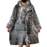 Hunting Rifle Wearable Blanket Hoodie Grunge Wilderness Marsh Scene with Rustic Outdoor