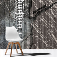 Hunting Rifle Window Curtain Grunge Wilderness Marsh Scene with Rustic Outdoor