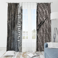 Hunting Rifle Window Curtain Grunge Wilderness Marsh Scene with Rustic Outdoor