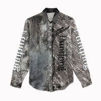 Hunting Rifle Women Casual Shirt Grunge Wilderness Marsh Scene with Rustic Outdoor