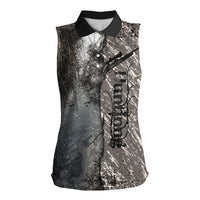 Hunting Rifle Women Sleeveless Polo Shirt Grunge Wilderness Marsh Scene with Rustic Outdoor