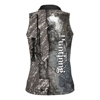 Hunting Rifle Women Sleeveless Polo Shirt Grunge Wilderness Marsh Scene with Rustic Outdoor