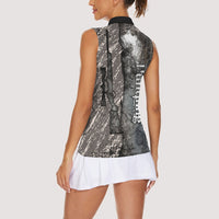 Hunting Rifle Women Sleeveless Polo Shirt Grunge Wilderness Marsh Scene with Rustic Outdoor