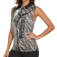 Hunting Rifle Women Sleeveless Polo Shirt Grunge Wilderness Marsh Scene with Rustic Outdoor