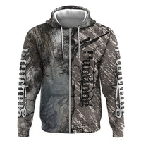 Hunting Rifle Zip Hoodie Grunge Wilderness Marsh Scene with Rustic Outdoor