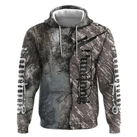 Hunting Rifle Zip Hoodie Grunge Wilderness Marsh Scene with Rustic Outdoor