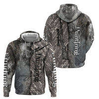 Hunting Rifle Zip Hoodie Grunge Wilderness Marsh Scene with Rustic Outdoor
