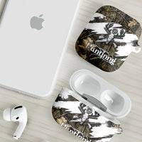 Deer Skull Hunting AirPods Case Camo Forest Grunge Buck Skull Crossed Rifles Target