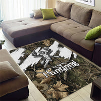 Deer Skull Hunting Area Rug Camo Forest Grunge Buck Skull Crossed Rifles Target
