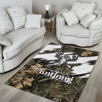 Deer Skull Hunting Area Rug Camo Forest Grunge Buck Skull Crossed Rifles Target
