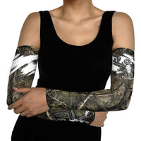 Deer Skull Hunting Arm Sleeves Camo Forest Grunge Buck Skull Crossed Rifles Target