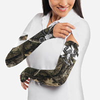 Deer Skull Hunting Arm Sleeves Camo Forest Grunge Buck Skull Crossed Rifles Target