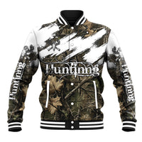 Deer Skull Hunting Baseball Jacket Camo Forest Grunge Buck Skull Crossed Rifles Target