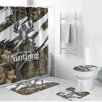 Deer Skull Hunting Bathroom Set Camo Forest Grunge Buck Skull Crossed Rifles Target
