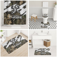 Deer Skull Hunting Bathroom Set Camo Forest Grunge Buck Skull Crossed Rifles Target