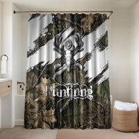 Deer Skull Hunting Bathroom Set Camo Forest Grunge Buck Skull Crossed Rifles Target