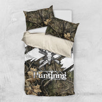 Deer Skull Hunting Bedding Set Camo Forest Grunge Buck Skull Crossed Rifles Target