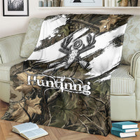 Deer Skull Hunting Blanket Camo Forest Grunge Buck Skull Crossed Rifles Target