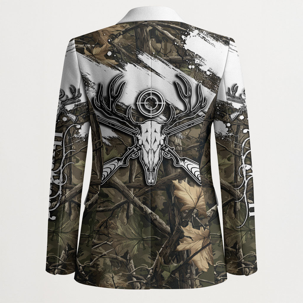 Deer Skull Hunting Blazer Camo Forest Grunge Buck Skull Crossed Rifles Target