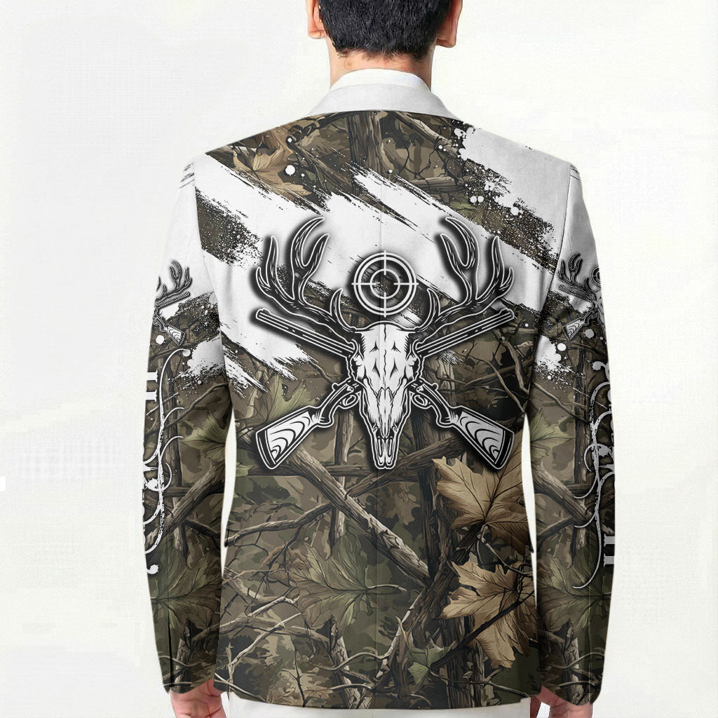 Deer Skull Hunting Blazer Camo Forest Grunge Buck Skull Crossed Rifles Target