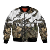 Deer Skull Hunting Bomber Jacket Camo Forest Grunge Buck Skull Crossed Rifles Target