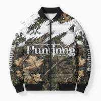 Deer Skull Hunting Bomber Puffer Jacket Camo Forest Grunge Buck Skull Crossed Rifles Target