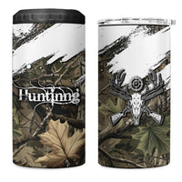 Deer Skull Hunting 4 in 1 Can Cooler Tumbler Camo Forest Grunge Buck Skull Crossed Rifles Target