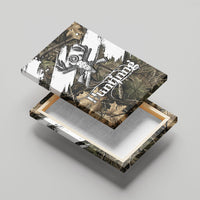 Deer Skull Hunting Canvas Wall Art Camo Forest Grunge Buck Skull Crossed Rifles Target